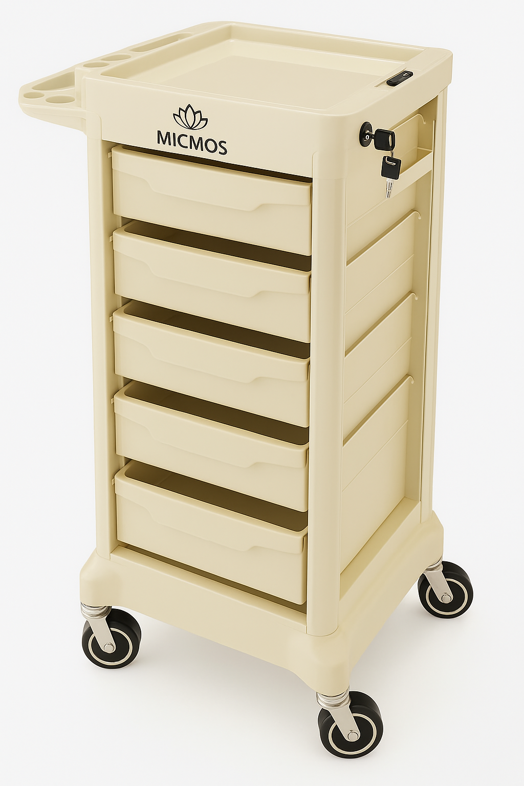 Rolling Salon Trolley with Locking Drawers